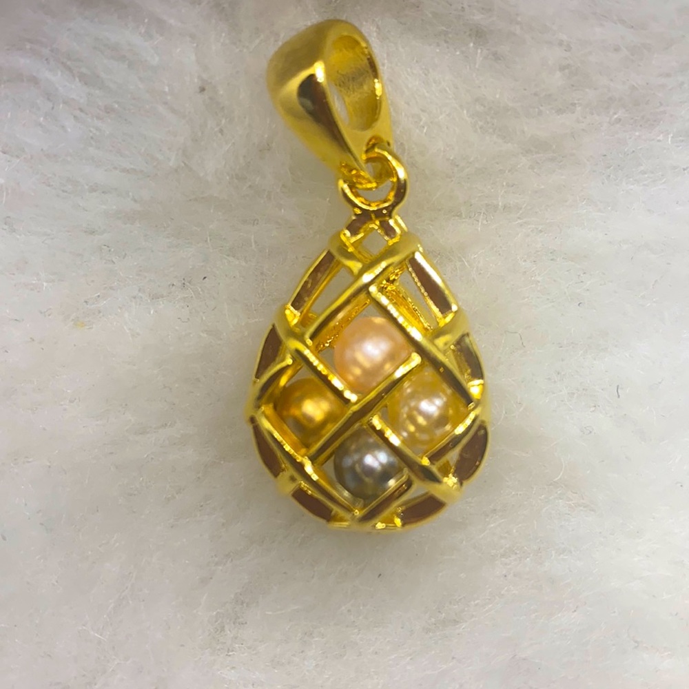 Vintage Joan Rivers Caged Pearl Pendant